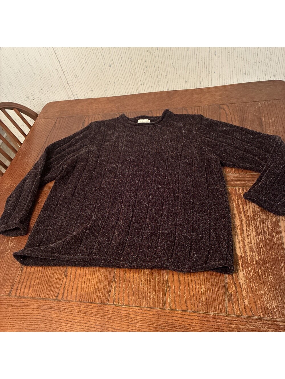 Studio Works Textured Sweater Women's L Multicolor Speckled Rolled Hem